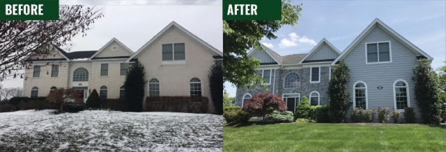 Transformation of stucco removal before & after
